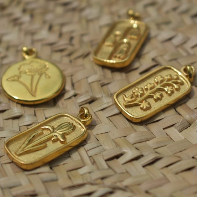 floral gold plated pendant necklaces