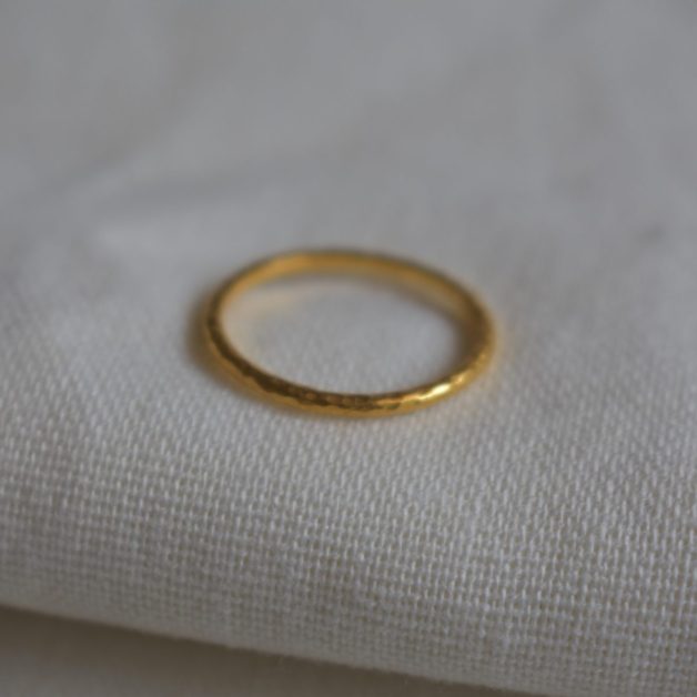 fine hammered stacking ring gold