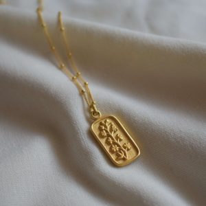 gold plated larkspur floral pendant necklace