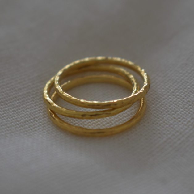 gold hammered stacking ring set