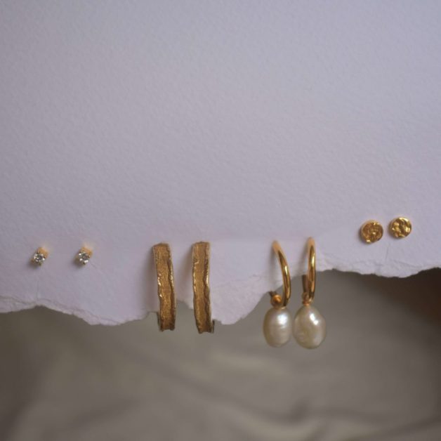 gold plated hoop earrings with pearls