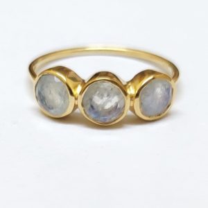 moonstone trio stone ring