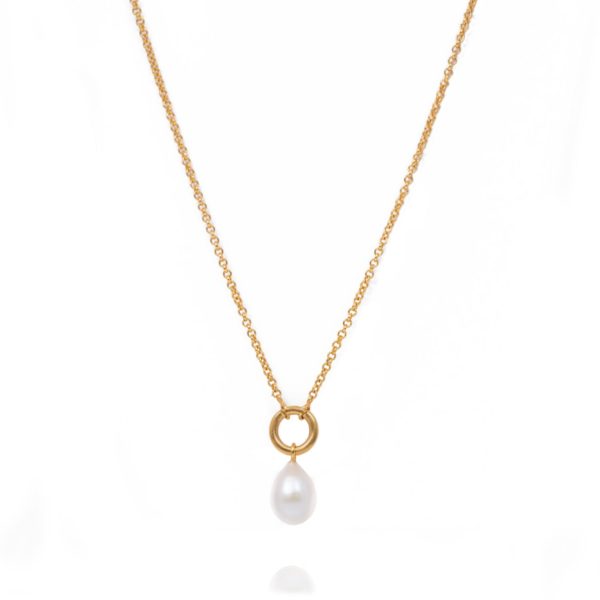 gold pearl drop long chain