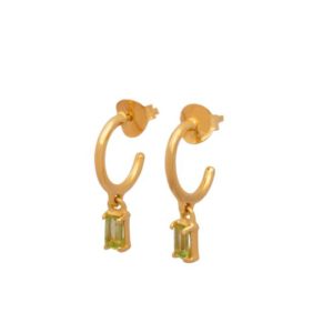 peridot stone hoop earrings