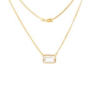 square stone necklace gold