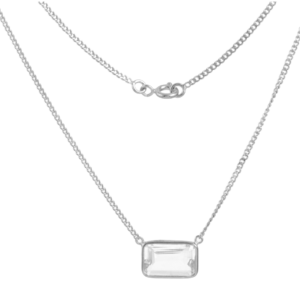 silver square stone necklace
