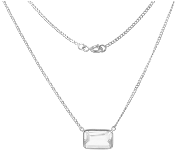 silver square stone necklace